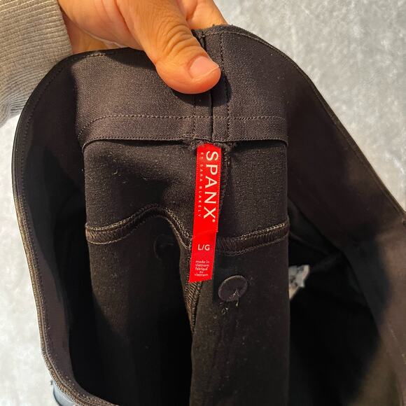 Spanx Leather-Like Ankle Skinny Pants Sz Large Black - Picture 7 of 7